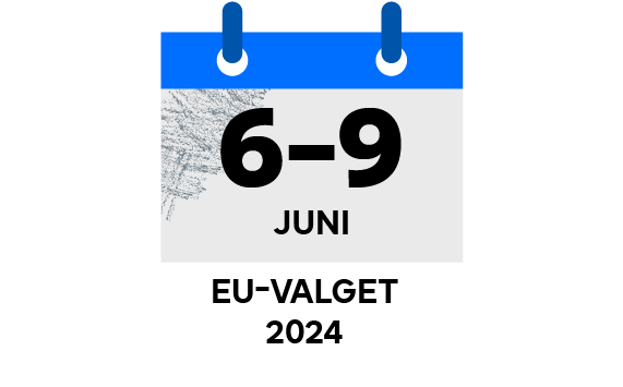 En kalender med teksten "6.-9. juni, EU-valget 2024"