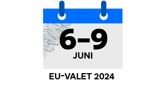 En kalender med texten ”6-9 juni, EU-valet 2024”