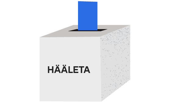 Valimissedel läheb valimiskasti, millel on kiri „Hääleta“.