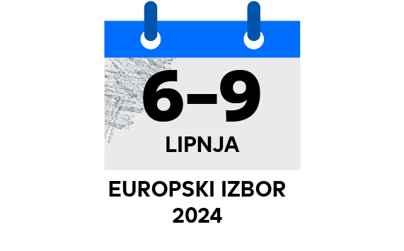 Kalendar s tekstom „6. – 9. lipnja, europski izbori 2024.”