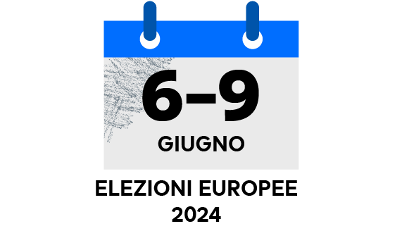 Calendario con la scritta "6-9 giugno, elezioni europee 2024".