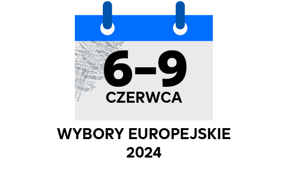 Kalendarz z napisem „6–9 czerwca, wybory europejskie 2024”